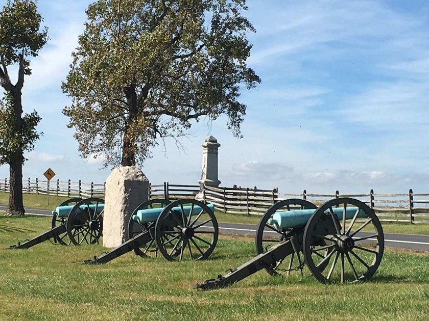 Union Cannons on Emmitsburg Road at The Peach Orchard